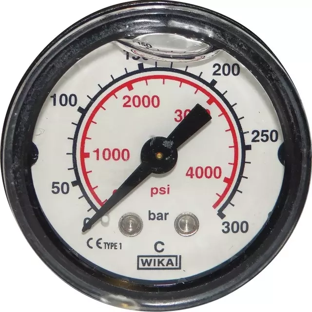 Manomètre haute pression  horizontal, diamètre 40 mm - Pression 300 Bar
