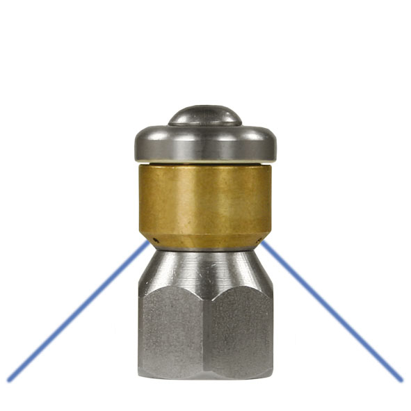 Buse de nettoyage de canalisation rotative 3 jets arrière avec effet de traction. Calibre 20 - 1/4 Femelle