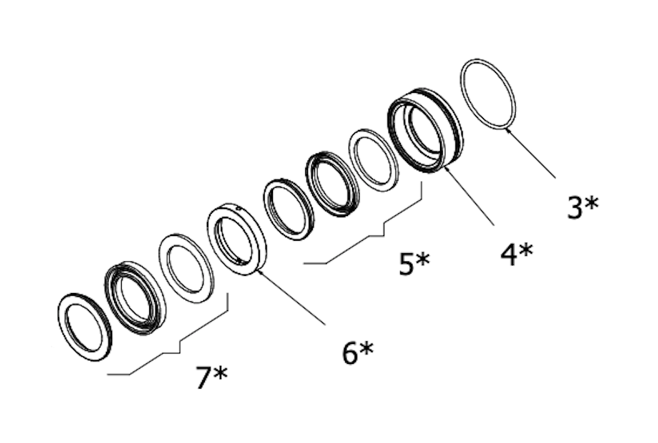 Kit de joints et bagues pour piston 28 mm pour pompe XLT - HAWK référence 1.905-854.0