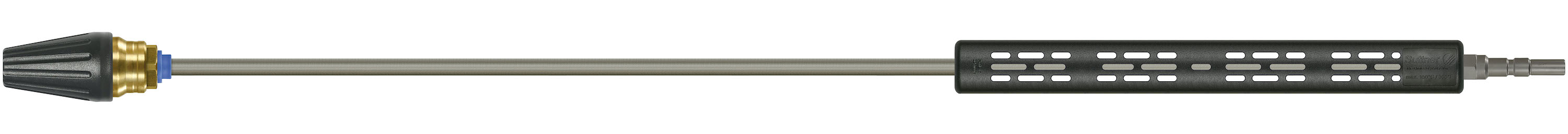 Lance tube inox avec demi-coquilles raccord KW ST-9 380 mm et rotabuse ST-458.1. Cône 20°. 200 - 400 bar. Max. 100 °C