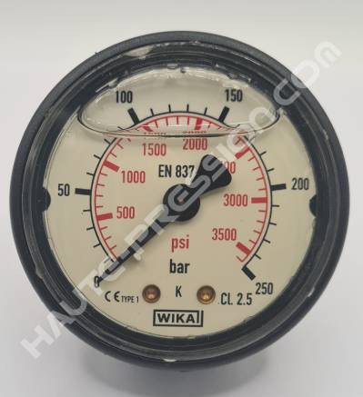 Manomètre haute pression - Diamètre 50mm - 250 Bar - Raccord 1/4 Mâle