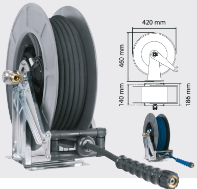 ENROULEUR AUTO AVEC 2SN 08 20M GRIS M22R INOX/ABS