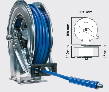 Enrouleur automatique prêt-à-brancher avec flexible de 20 mètres, 300 bar