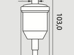 Filtre à fioul en ligne - Dimension total du filtre : 103 mm x 36,3 mm - Diamètre pour connection du tuyau : 6mm - Voir photo 2